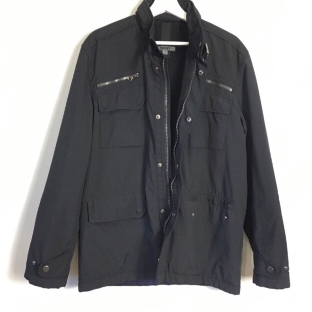 DKNY Field Black Full Zip Pockets Hoodie Jacket 
M.